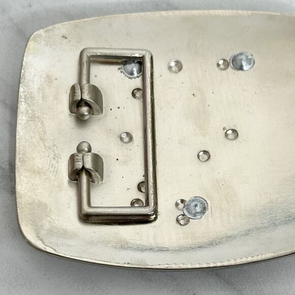 Rhinestone Letter P Monogram Belt Buckle Silver Tone Initial ✨ - Picture 6 of 14